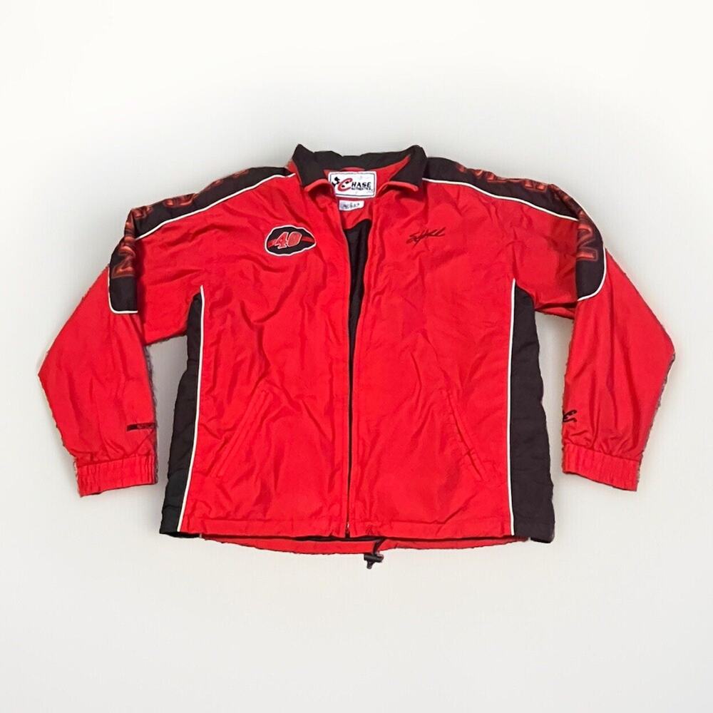 Vintage Sterling Marlin Windbreaker Jacket #40 Red Large Chase NASCAR Zip Mens